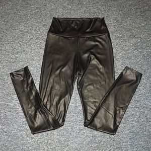 Black Pleather High Waisted Leggings